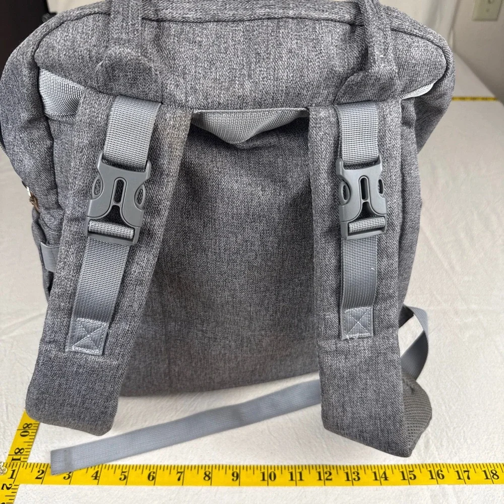 Babble Roo Diaper Bag Backpack Unisex Large Grey Modern Quilted Multi-Pocket